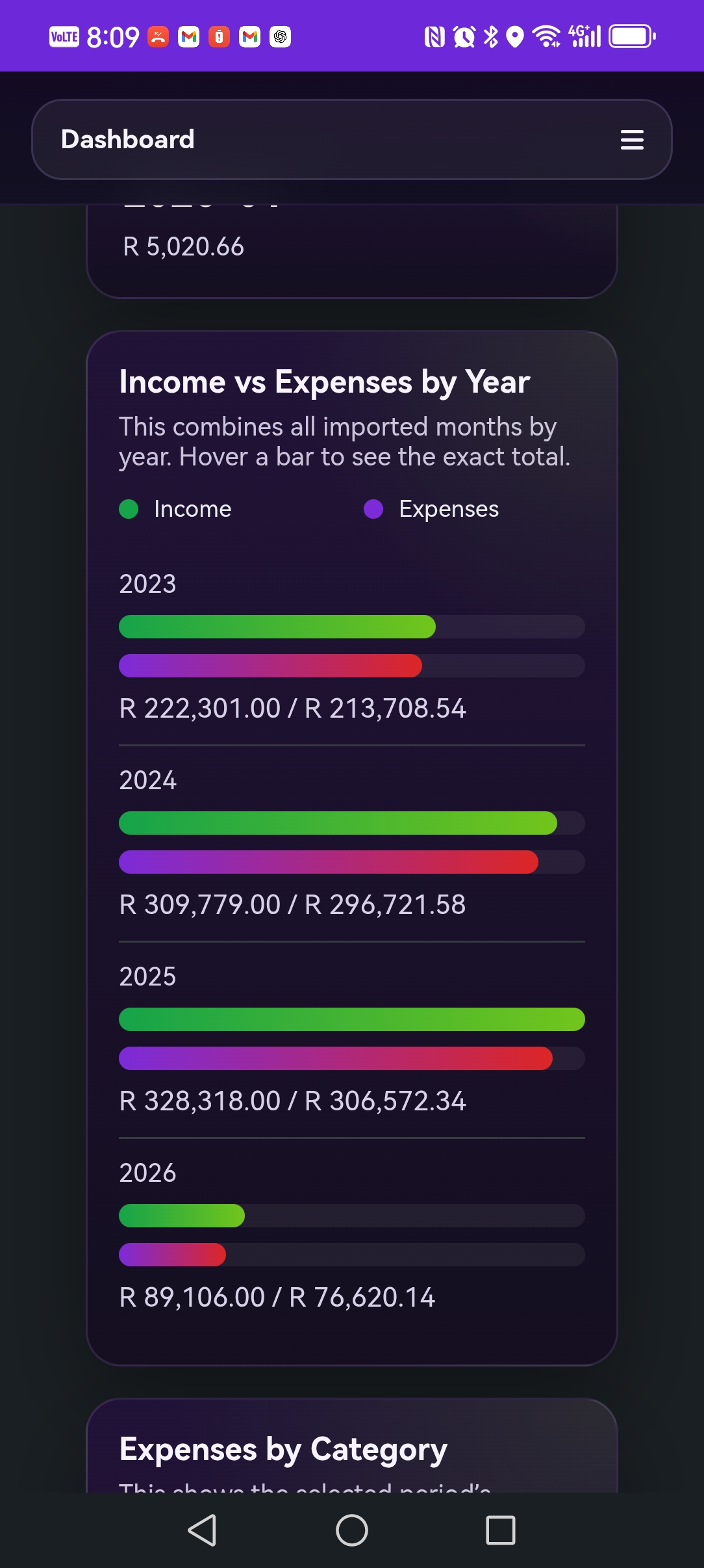 GrapeFinance mobile AI assistant screen for finance questions and answers.