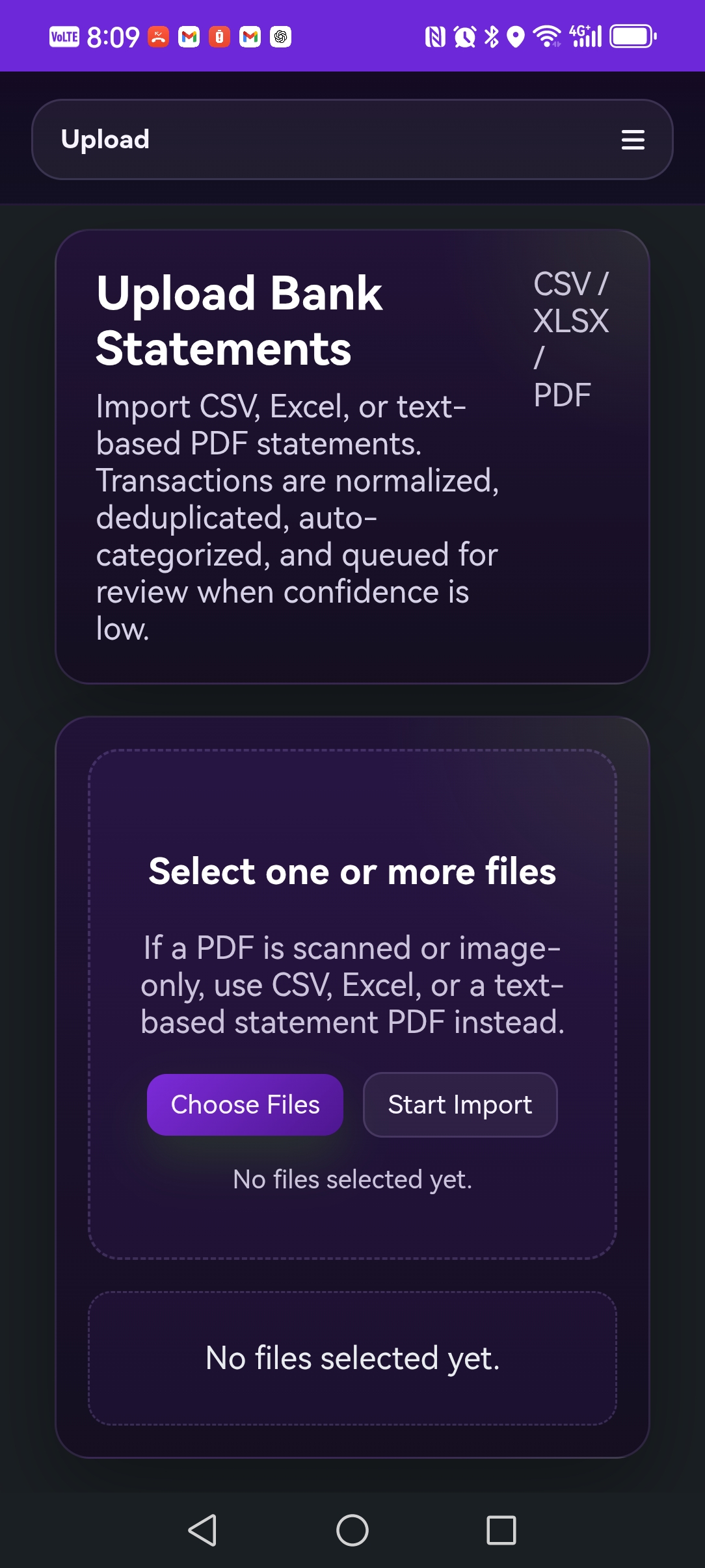 GrapeFinance mobile workflow screen preview.